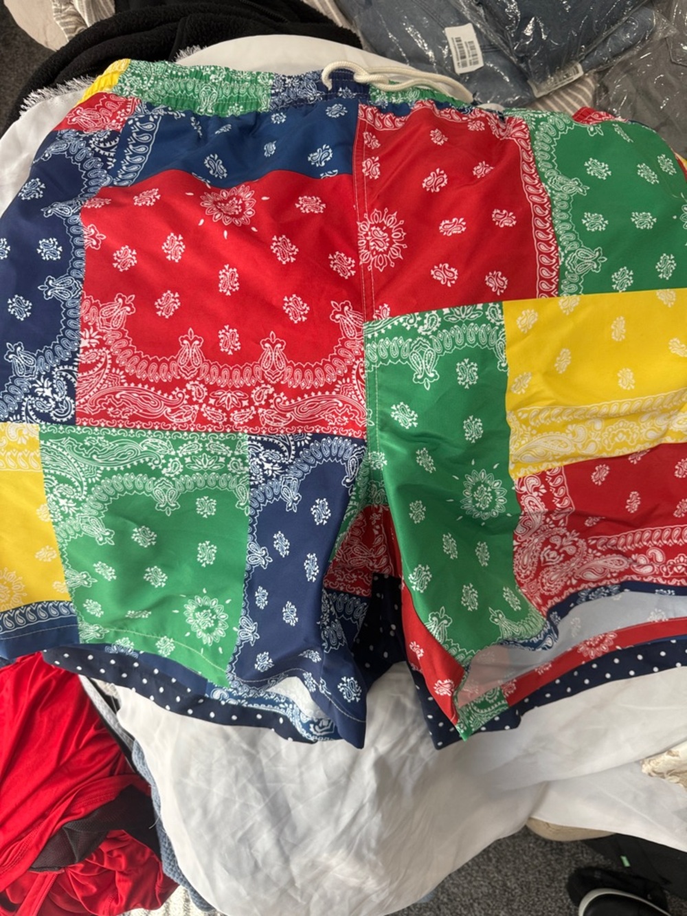 Polo Patchwork Bandana Print Swim Trunks - Multicolor